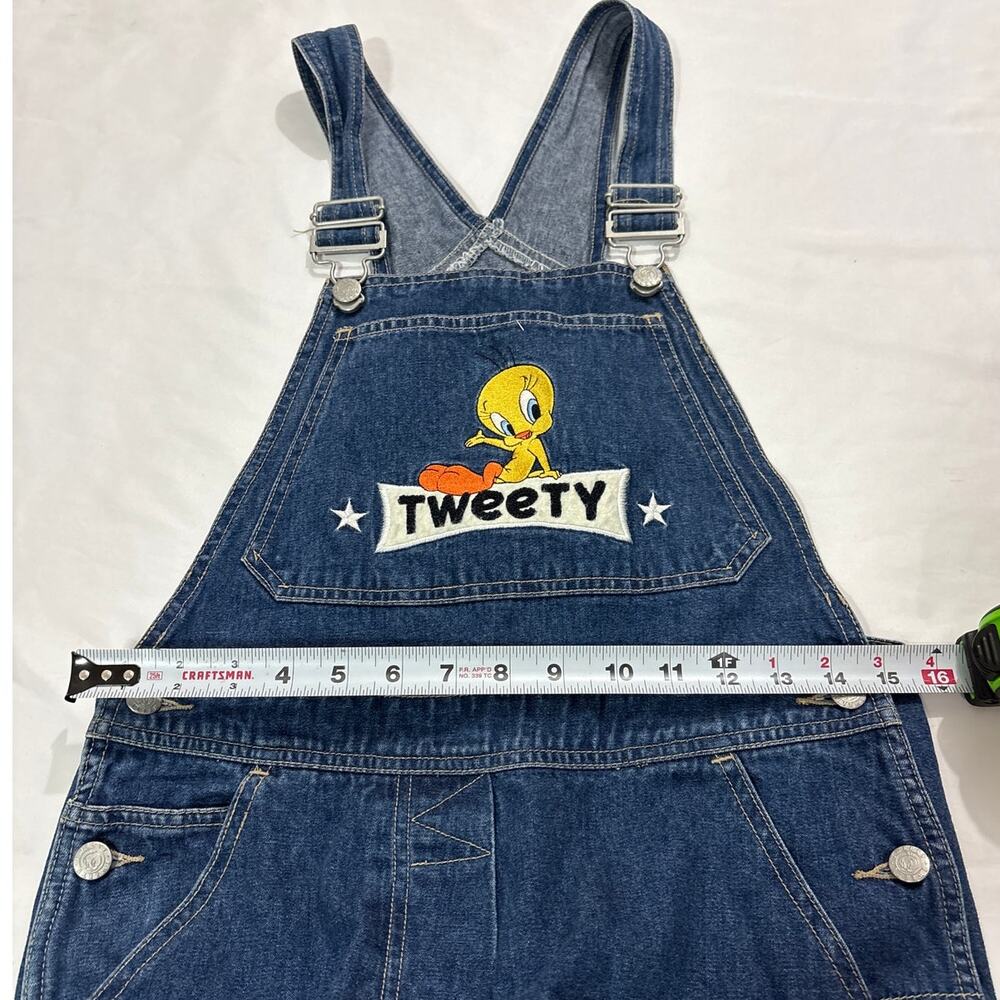Tweety Bird Vintage Warner Bros Women’s Medium Denim Embroidered Overalls Retro - Picture 8 of 10